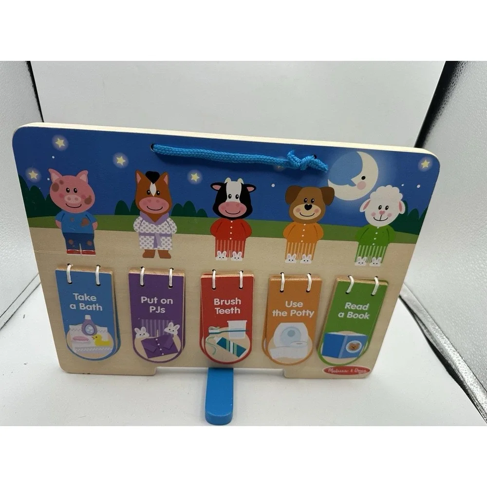 Melissa & Doug Wooden My Daily Routine Chart Hands On Learning Night Day